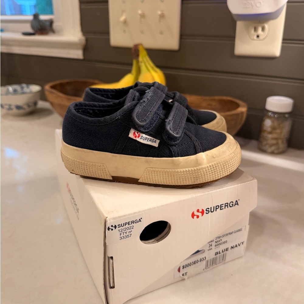 Superga Kids Navy Canvas Velcro Sneakers